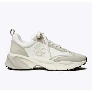 Tory Burch Good Luck Trainer Sneakers in‎ Bianco/Fossil Stone Size 9.5 Women